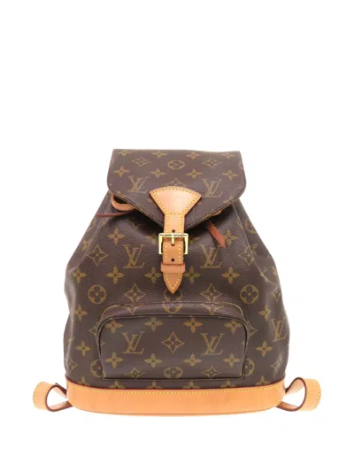 Pre-owned Louis Vuitton 1998 Monogram Montsouris Mm Backpack In Brown