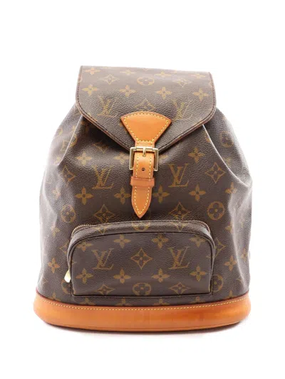 Pre-owned Louis Vuitton 1998 Monogram Montsouris Mm Backpack In Brown