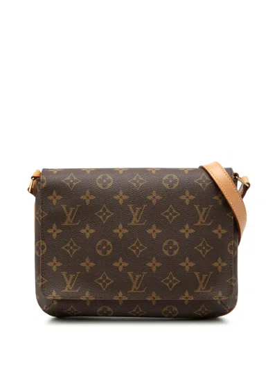 Pre-owned Louis Vuitton 1998 Monogram Musette Tango Short Strap Shoulder Bag In Brown