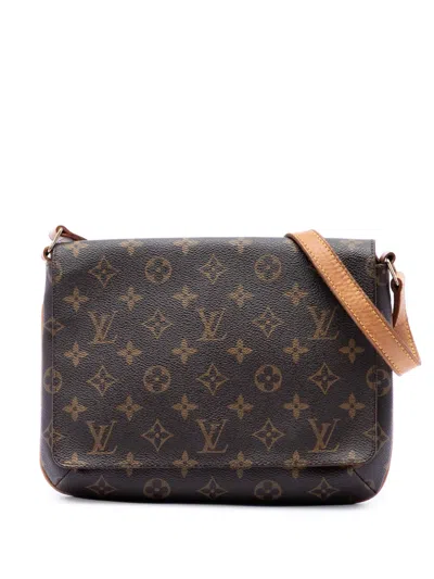 Pre-owned Louis Vuitton 1998 Monogram Musette Tango Short Strap Shoulder Bag In Brown