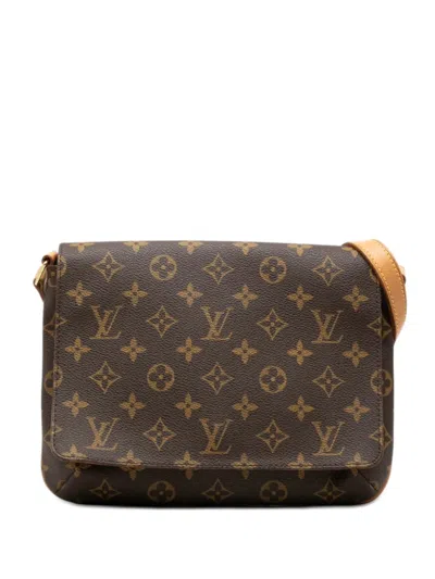 Pre-owned Louis Vuitton 1998 Monogram Musette Tango Short Strap Shoulder Bag In Brown