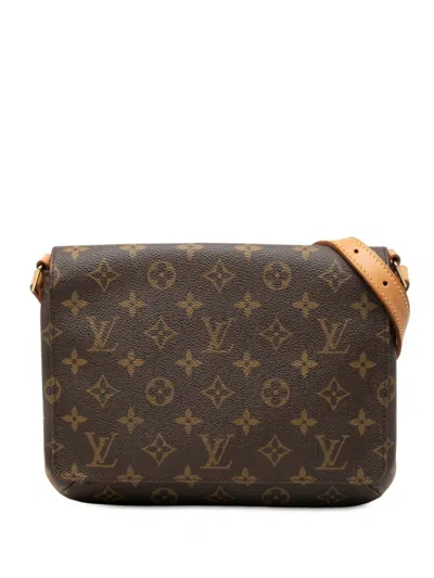 Pre-owned Louis Vuitton 1998 Monogram Musette Tango Short Strap Shoulder Bag In Brown