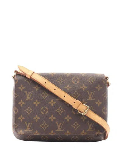 Pre-owned Louis Vuitton 1998 Monogram Musette Tango Short Strap Shoulder Bag In Brown