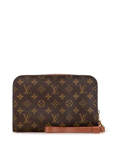 Pre-owned Louis Vuitton 1998 Monogram Orsay Clutch Bag In Brown