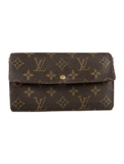 Pre-owned Louis Vuitton 1998 Monogram Pattern Sarah Wallet In Brown