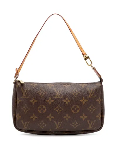 Pre-owned Louis Vuitton 1998 Monogram Pochette Accessoires Shoulder Bag In Brown