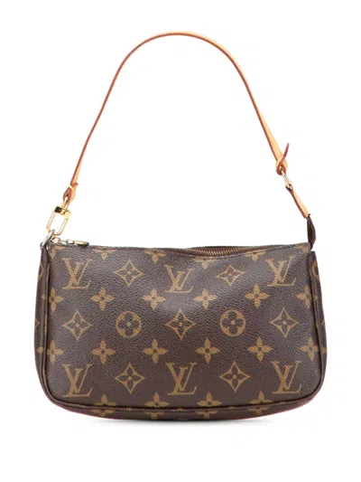 Pre-owned Louis Vuitton 1998 Monogram Pochette Accessoires Shoulder Bag In Brown