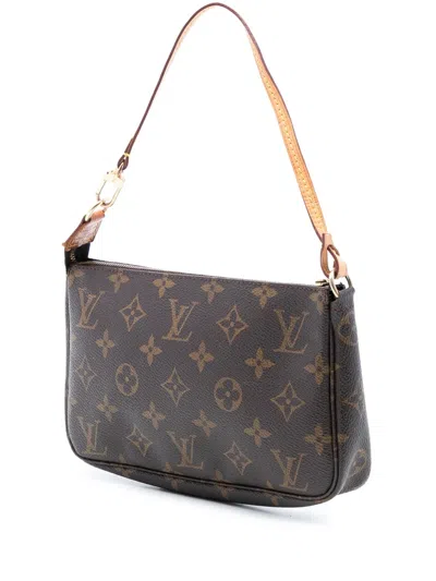 Pre-owned Louis Vuitton 1998 Monogram Pochette Accessoires Shoulder Bag In Brown