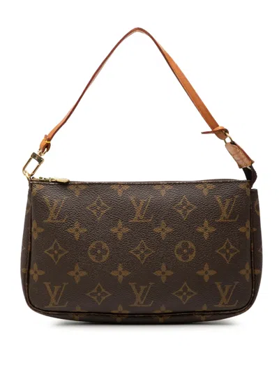 Pre-owned Louis Vuitton 1998 Monogram Pochette Accessoires Shoulder Bag In Brown