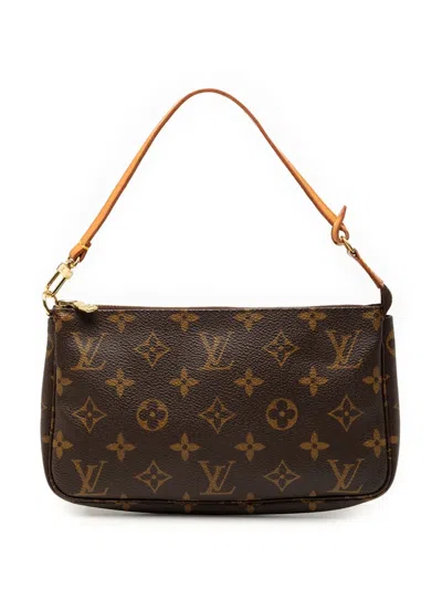 Pre-owned Louis Vuitton 1998 Monogram Pochette Accessoires Shoulder Bag In Brown