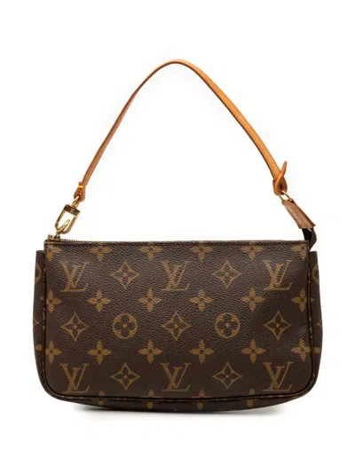 Pre-owned Louis Vuitton 1998 Monogram Pochette Accessoires Shoulder Bag In Brown