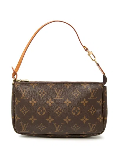 Pre-owned Louis Vuitton 1998 Monogram Pochette Accessoires Shoulder Bag In Brown