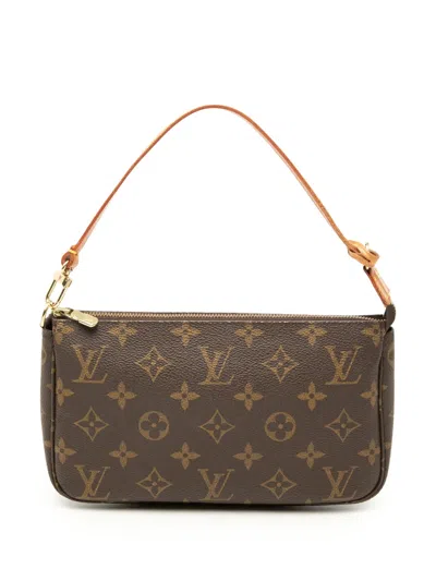 Pre-owned Louis Vuitton 1998 Monogram Pochette Accessoires Shoulder Bag In Brown