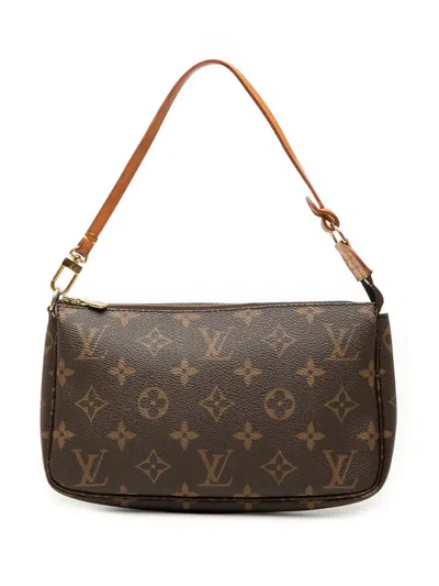 Pre-owned Louis Vuitton 1998 Monogram Pochette Accessoires Shoulder Bag In Brown