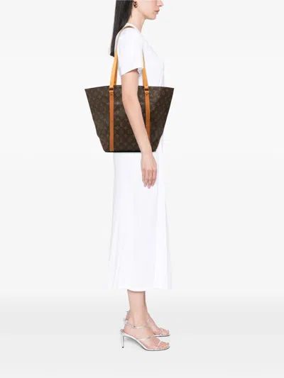 Pre-owned Louis Vuitton 1998 Monogram Sac Shopping Tote Bag In Brown