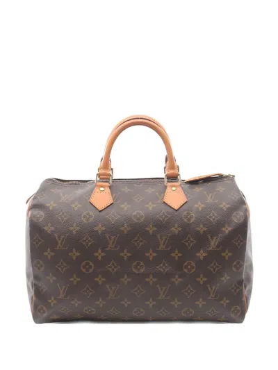 Pre-owned Louis Vuitton 1998 Monogram Speedy 35 Handbag In Brown
