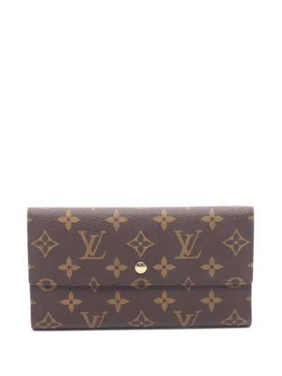 Pre-owned Louis Vuitton 1998 Monogram Trifold Wallet In Brown