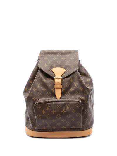 Pre-owned Louis Vuitton 1998 Montsouris Gm Monogram Leather Backpack In Brown