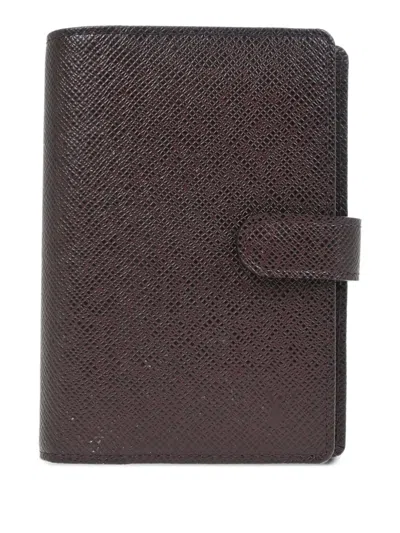 Pre-owned Louis Vuitton 1998 Taiga Agenda Pm Notebook Cover In Brown