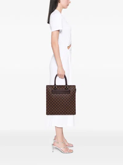 Pre-owned Louis Vuitton 1999-2020 Damier Ebene Venice Sac Plat Gm Tote Bag In Brown