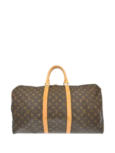 Pre-owned Louis Vuitton 1999 55 Keepall Monogram-pattern Holdall In Brown