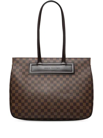 Pre-owned Louis Vuitton 1999 Damier Ebene Parioli Gm Tote Bag In Brown