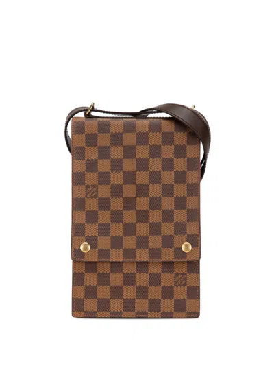 Pre-owned Louis Vuitton 1999 Damier Ebene Portobello Crossbody Bag In Brown
