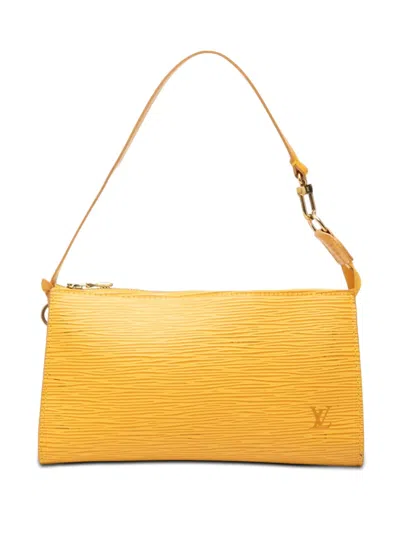 Pre-owned Louis Vuitton 1999 Epi Pochette Accessoires Shoulder Bag In Yellow