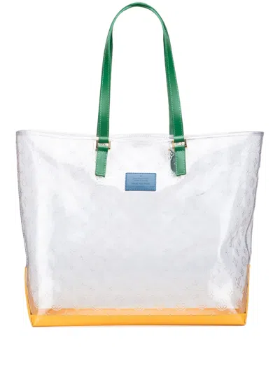 Pre-owned Louis Vuitton 1999 Limited Edition Brazil 500th Anniversary Monogram Vinyl Clear Cabas Tote Bag In White
