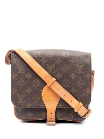 Pre-owned Louis Vuitton 1999 Monogram Cartouchière Leather Shoulder Bag In Brown