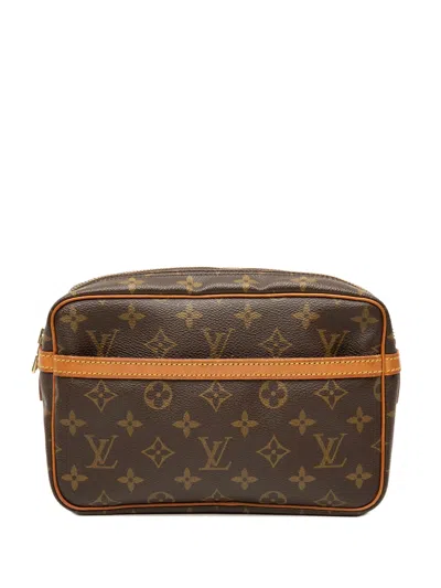 Pre-owned Louis Vuitton 1999 Monogram Compiegne Clutch Bag In Brown