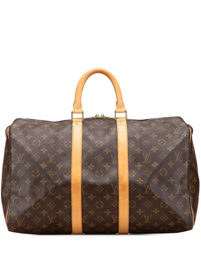 Pre-owned Louis Vuitton 1999 Monogram Keepall 45 Travel Bag In Brown