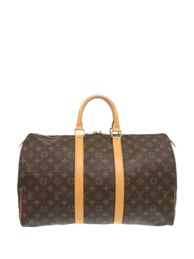 Pre-owned Louis Vuitton 1999 Monogram Keepall 45 Travel Bag In Brown