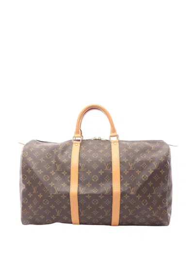 Pre-owned Louis Vuitton 1999 Monogram Keepall 50 Travel Bag In Brown
