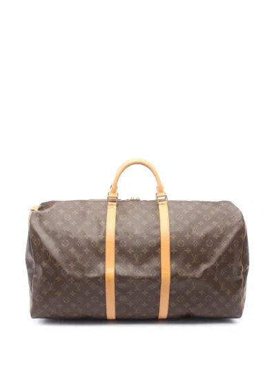 Pre-owned Louis Vuitton 1999 Monogram Keepall 60 Travel Bag In Brown