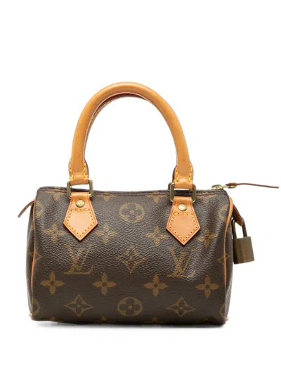 Pre-owned Louis Vuitton 1999 Monogram Mini Speedy Hl Satchel In Brown