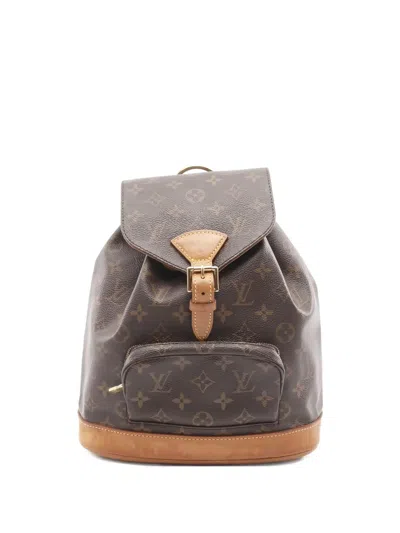 Pre-owned Louis Vuitton 1999 Monogram Mm Buckle Backpack In Brown