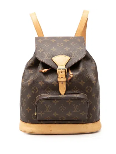 Pre-owned Louis Vuitton 1999 Monogram Montsouris Mm Backpack In Brown