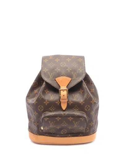 Pre-owned Louis Vuitton 1999 Monogram Montsouris Mm Backpack In Brown
