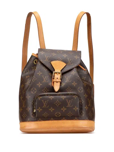 Pre-owned Louis Vuitton 1999 Monogram Montsouris Pm Backpack In Brown