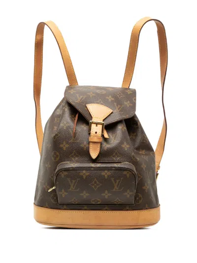 Pre-owned Louis Vuitton 1999 Monogram Montsouris Pm Backpack In Brown