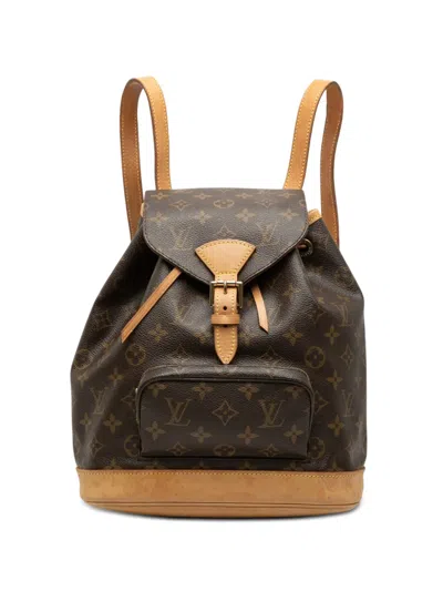 Pre-owned Louis Vuitton 1999 Monogram Montsouris Pm Backpack In Brown
