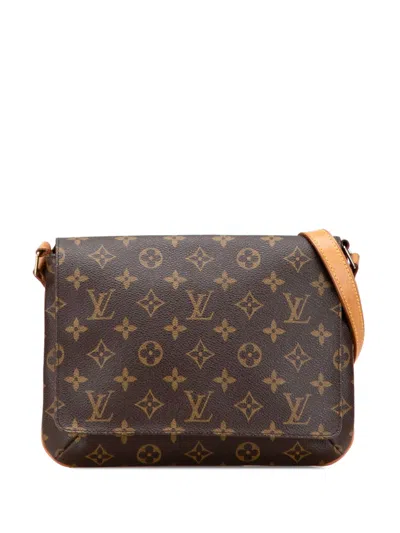 Pre-owned Louis Vuitton 1999 Monogram Musette Tango Long Strap Crossbody Bag In Brown