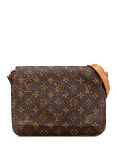 Pre-owned Louis Vuitton 1999 Monogram Musette Tango Short Strap Shoulder Bag In Brown