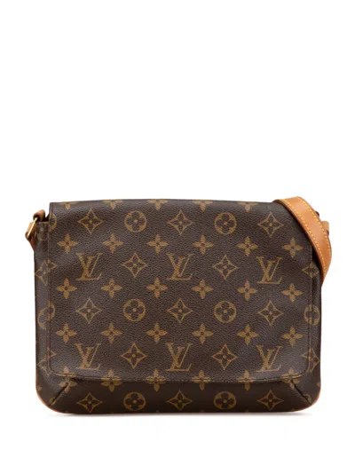 Pre-owned Louis Vuitton 1999 Monogram Musette Tango Short Strap Shoulder Bag In Brown