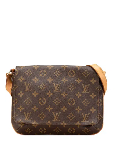 Pre-owned Louis Vuitton 1999 Monogram Musette Tango Short Strap Shoulder Bag In Brown