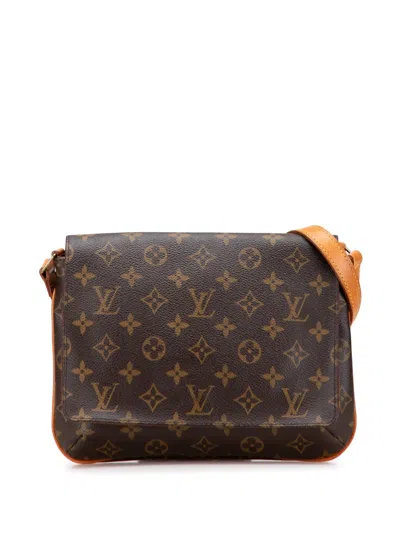 Pre-owned Louis Vuitton 1999 Monogram Musette Tango Short Strap Shoulder Bag In Brown