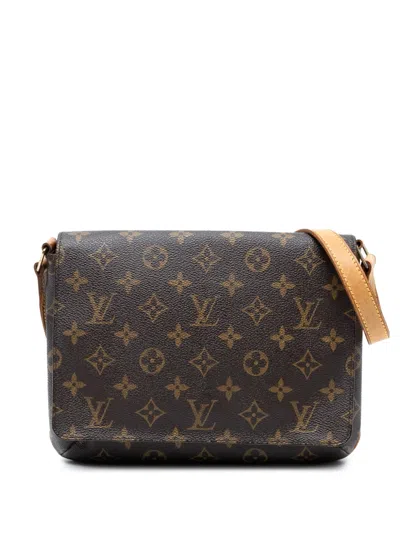 Pre-owned Louis Vuitton 1999 Monogram Musette Tango Short Strap Shoulder Bag In Brown