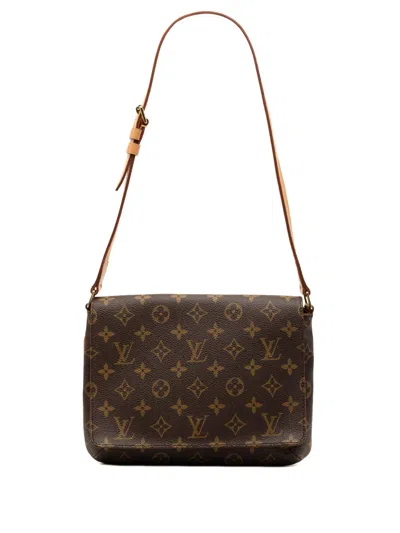 Pre-owned Louis Vuitton 1999 Monogram Musette Tango Short Strap Shoulder Bag In Brown