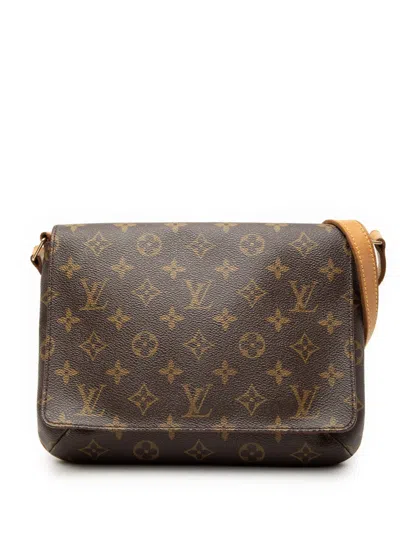 Pre-owned Louis Vuitton 1999 Monogram Musette Tango Short Strap Shoulder Bag In Brown